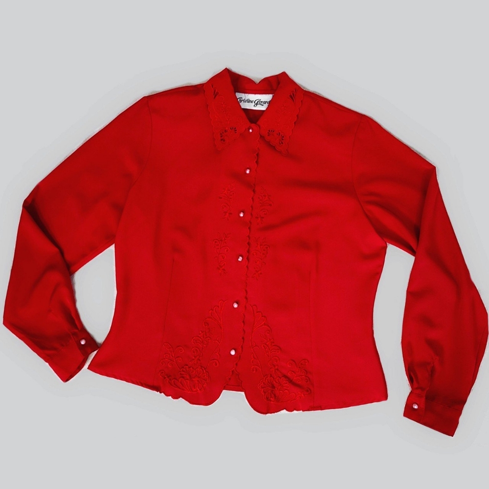 Vintage western red gothic button up blouse!